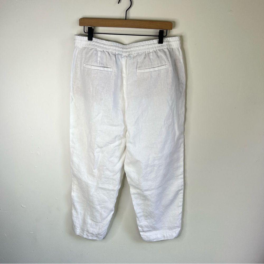 Talbots White with Nude Pockets Relaxed Fit Linen Pants size 12 NWOT - Picture 4 of 8